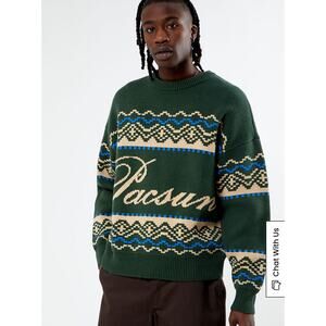 Pacsun Green Fairisle Crew Sweater in Green. Size XL. NWOT